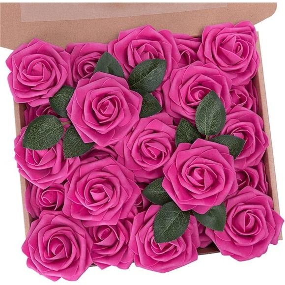 Artificial Flowers Foam Roses Perfect for DIY Wedding Bridal Bouquets Cake Pink - Picture 1 of 6